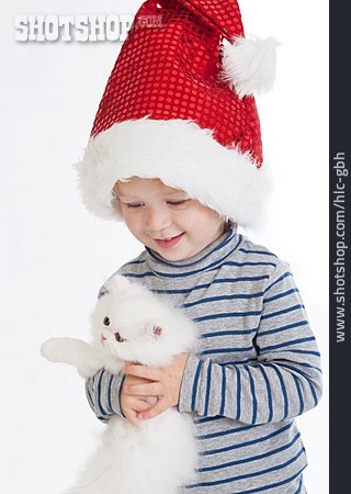 
                Kind, Katze, Weihnachtsgeschenk, Katzenbaby                   