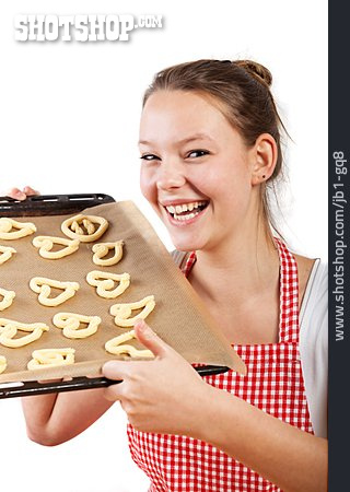 
                Young Woman, Woman, Pastry Crust, Baking, Spray Pastries                   