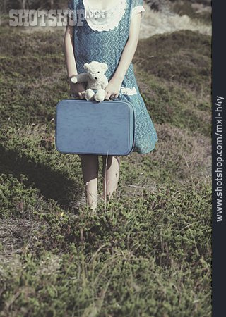 
                Girl, Melancholic, Suitcase                   