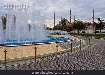 
                Moschee, Sultan-ahmed-moschee, Fontäne, Wasserspiel                   