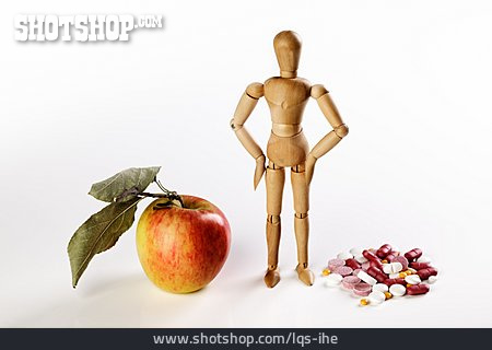 
                Apfel, Tablette, Nahrungsergänzung, Gliederpuppe                   