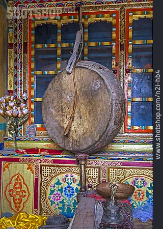 
                Trommel, Kloster, Buddhistisch, Tibetisch                   