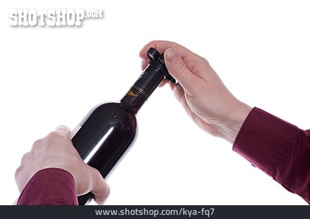 
                Weinflasche, öffnen, Entkorken                   
