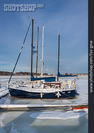 
                Segelboot, Winterlich, Rostock, Segelyacht                   