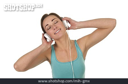 
                Junge Frau, Audio, Musik Hören                   