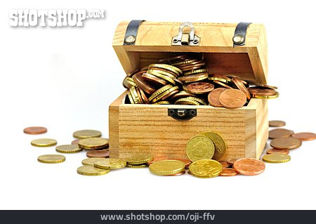 
                Sparen, Münzen, Schatztruhe, Profit, Ersparnisse, Spardose                   