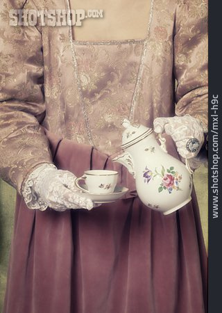 
                Teekanne, Kleid, Nostalgie, Viktorianisch, Teezeit                   