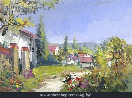 
                Dorf, Gemälde                   