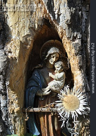 
                Holzfigur, Maria, Christuskind                   