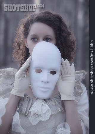 
                Junge Frau, Verstecken, Maske, Geheimnisvoll                   