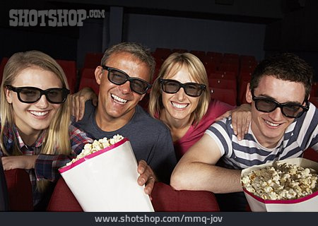 
                Kino, Familie, Zuschauer, 3d-brille                   