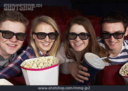 
                Teenager, Kino, Zuschauer, 3d-brille                   