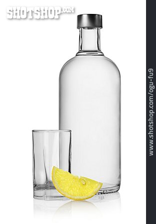 
                Glas, Flasche, Wodka, Zitrone                   