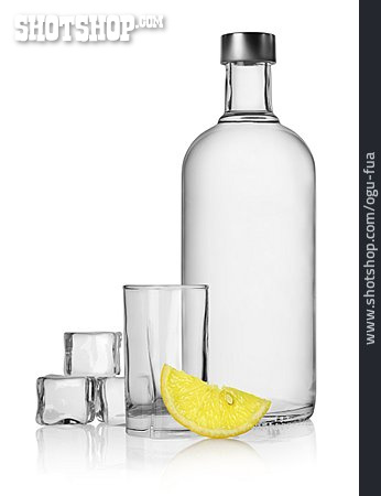 
                Glas, Flasche, Wodka, Zitrone                   