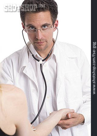 
                Arzt, Stethoskop, Abhören                   