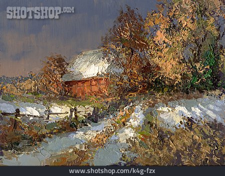 
                Gemälde, Winterlich, Landschaftsmalerei                   