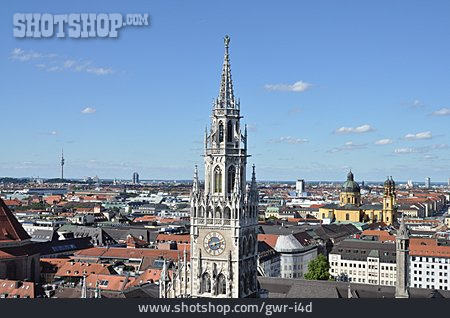 
                Stadtansicht, Rathausturm, München                   