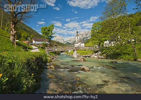 
                Berchtesgadener Land, St. Sebastian, Ramsauer Ache, Ramsau Bei Berchtesgaden                   