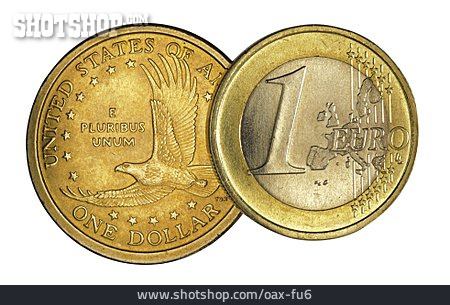 
                Wechselkurs, Euromünze, Dollarmünze                   