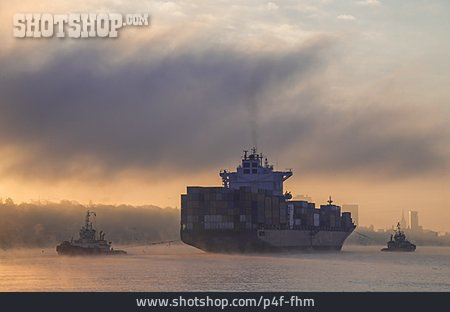 
                Schiff, Morgenstimmung, Containerschiff                   