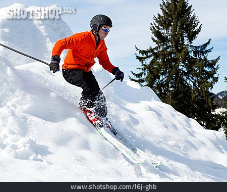 
                Skifahren, Skifahrer, Abfahrt                   