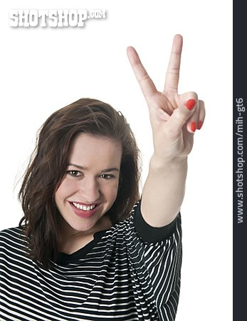 
                Young Woman, Peace Sign                   
