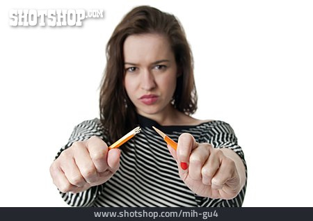 
                Junge Frau, Bleistift, Zerbrochen                   