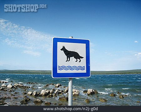 
                Hund, Schild, Schwimmerlaubnis                   