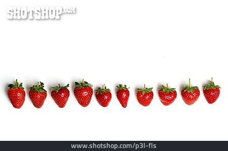 
                Obst, In Einer Reihe, Erdbeere                   