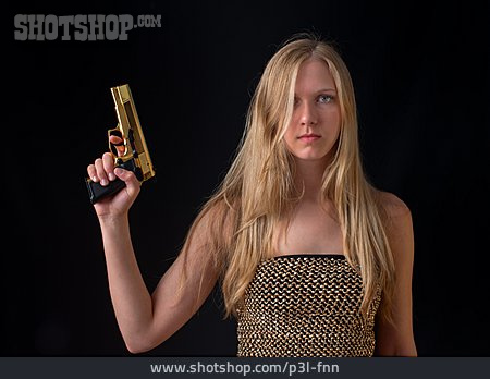 
                Junge Frau, Pistole, Agentin                   