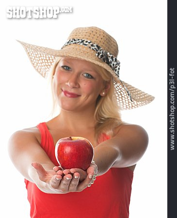 
                Junge Frau, Gesunde Ernährung, Apfel                   