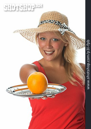 
                Junge Frau, Gesunde Ernährung, Orange                   