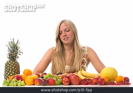 
                Junge Frau, Gesunde Ernährung, Obst                   