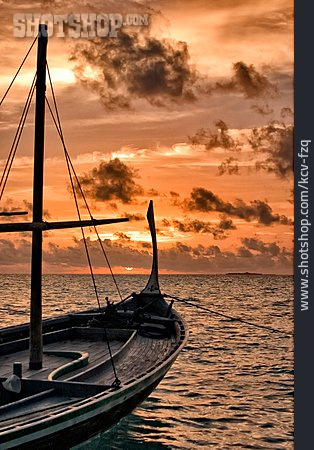 
                Sonnenuntergang, Boot, Segelboot, Dhoni                   
