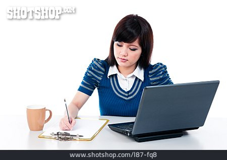 
                Junge Frau, Laptop, Chinesin                   