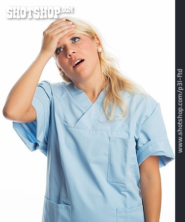 
                Krankenschwester, überfordert, Vergesslich, Kopfweh                   