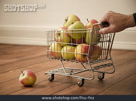 
                Gesunde Ernährung, Apfel, Einkaufswagen                   
