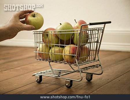 
                Gesunde Ernährung, Apfel, Einkaufswagen                   