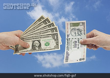 
                Geldwechsel, Us-dollar, Rupie                   
