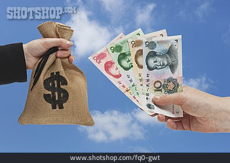 
                Geldwechsel, Us-dollar, Yuan                   