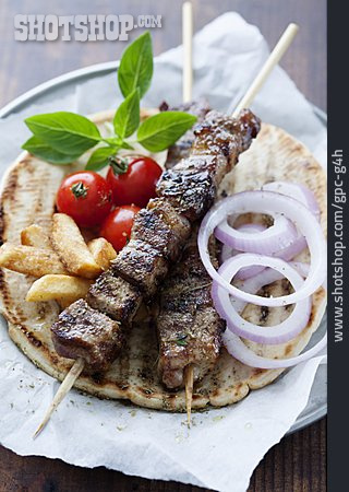 
                Fleischspieß, Griechische Küche, Souvlaki                   