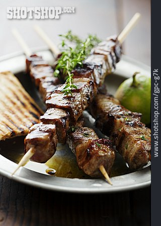 
                Fleischspieß, Griechische Küche, Souvlaki                   