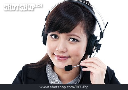 
                Headset, Asiatin, Kundendienst                   