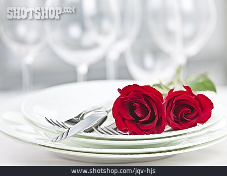 
                Rose, Tischdekoration, Tischgedeck                   
