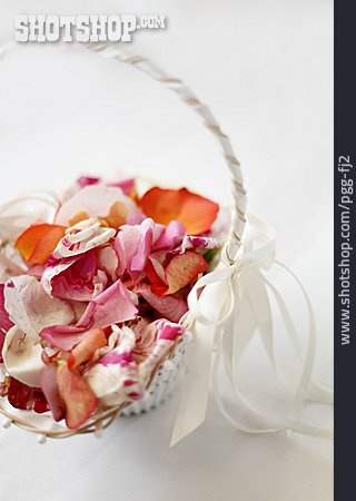 
                Hochzeit, Körbchen, Rosenblüte, Blumenkorb                   