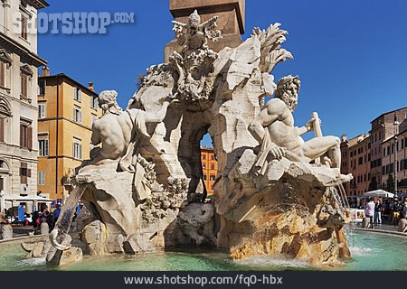 
                Piazza Navona, Vierströmebrunnen, Fontana Dei Quattro Fiumi                   