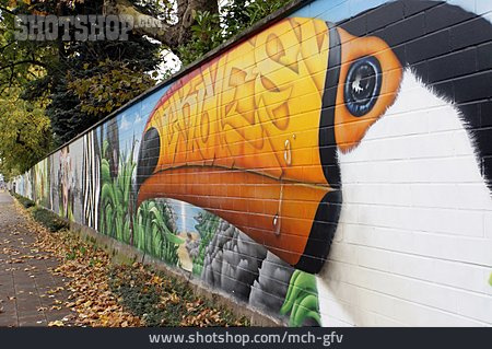 
                Graffiti, Wandmalerei, Tukan, Kölner Zoo                   