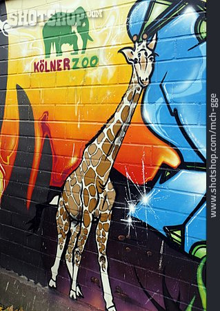 
                Graffiti, Wandmalerei, Kölner Zoo                   