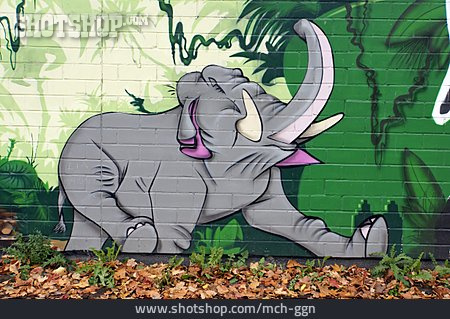 
                Graffiti, Wandmalerei, Elefant                   