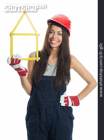 
                Junge Frau, Arbeit & Beruf, Handwerkerin, Bauarbeiterin                   
